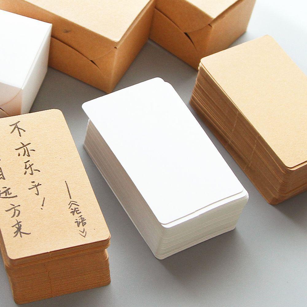 Lanfy Memo Pad Kartu Tulis 100 Pcs/set Kartu Notebook Bookmark Kata Kartu Memori Kosong Putih DIY Graffiti Postcard Note Pads