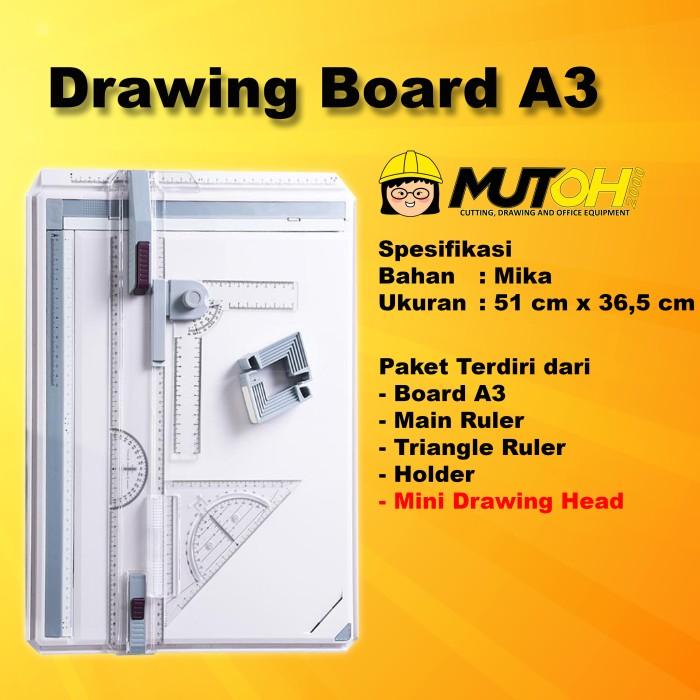 

Nov | Meja Gambar Arsitek A3 Drawing Board A3 + Drawing Head Professional