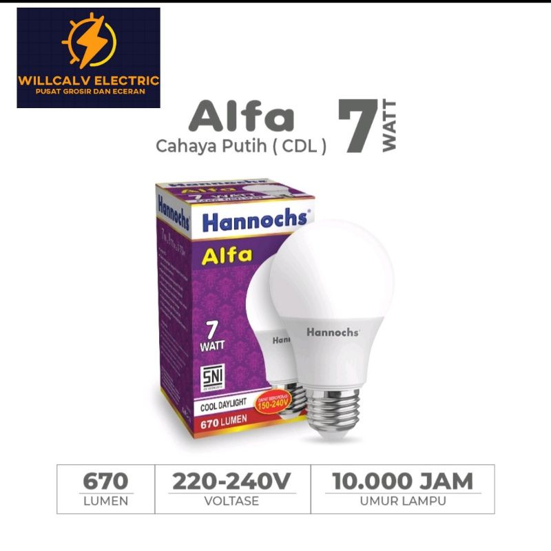 PAKET ISI 10 PC HANNOCHS ALFA 7W 7 WATT CAHAYA PUTIH / LAMPU LED HANNOCHS ALFA 7W 7 WATT CAHAYA PUTIH