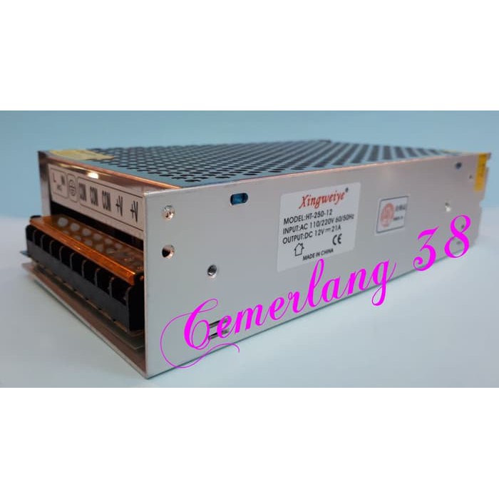 Switching Power Supply 12V 21A tanpa FAN / kipas AC DC Adaptor Jaring 12 V 20 A / 21 A