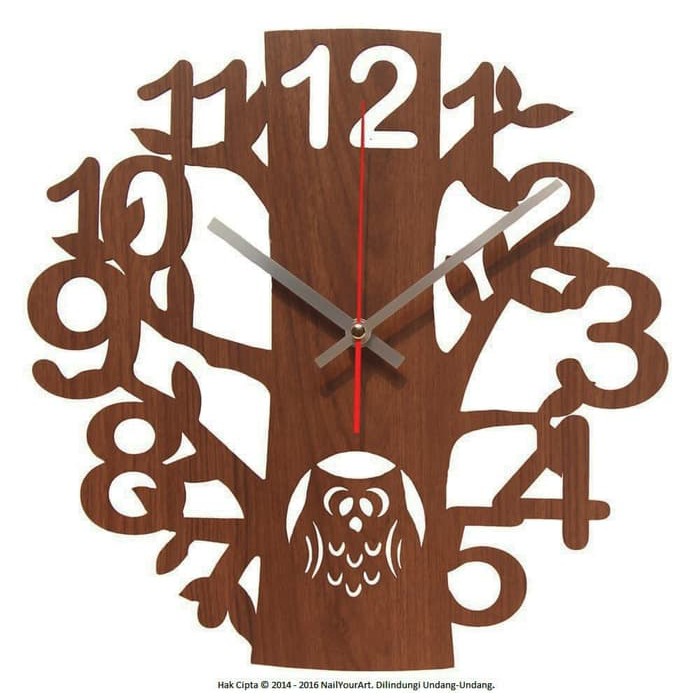 Jam Dinding Unik Artistik - Owl Wall Clock-