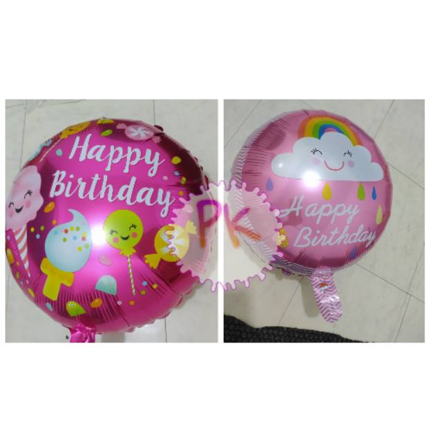 Balon Foil Bulat HAPPY BIRTHDAY PINK 45 CM