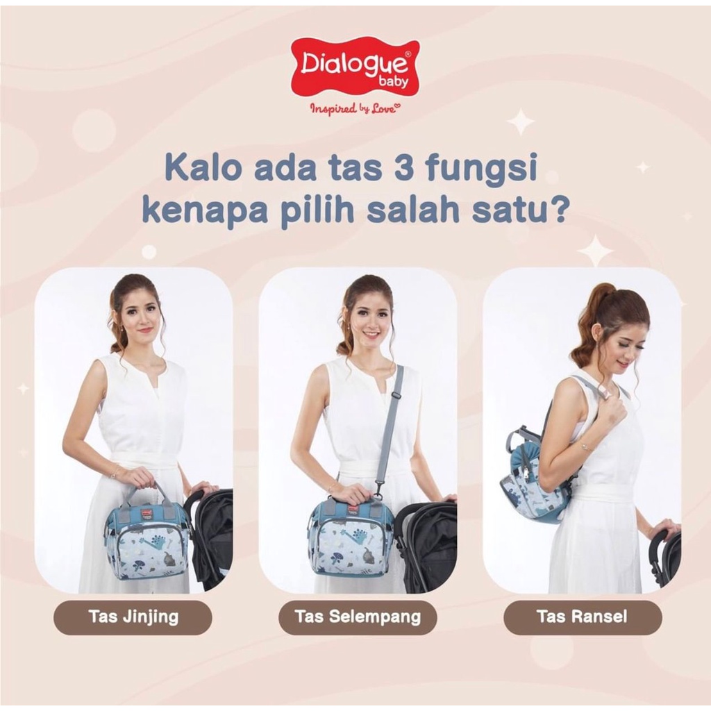 Dialogue Baby Tas Bayi Kecil 3in1 Dino Fun Series DGT7253 - Baby Diaper Bag /Tas Perlengkapan bayi