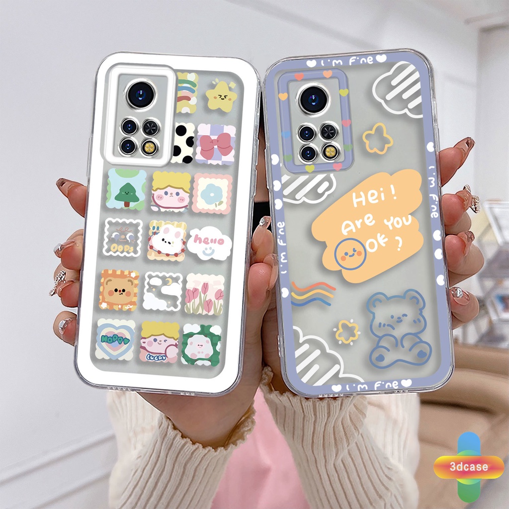 Soft Case Infinix Hot 10 11 Play 10 10t 10s NFC 10i 9 Pro 10 Lite 11 Plus Hot 9 Play 11 11S NFC Infinix Smart 6 5 4 4C 5 Pro Tencno Spark 5 PRO A15 A16 A9 A5 A7 A5S Y12 Y20 Y15S Y21S A12 Cute Cartoon Cloud  Bear Transparent Case