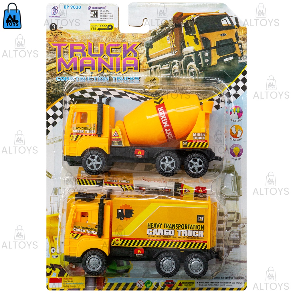 Truck Mania Konstruksi Set Mainan Mobil Mobilan Truck Kargo + Truck Mixer Semen Set Isi 2pcs BP9030