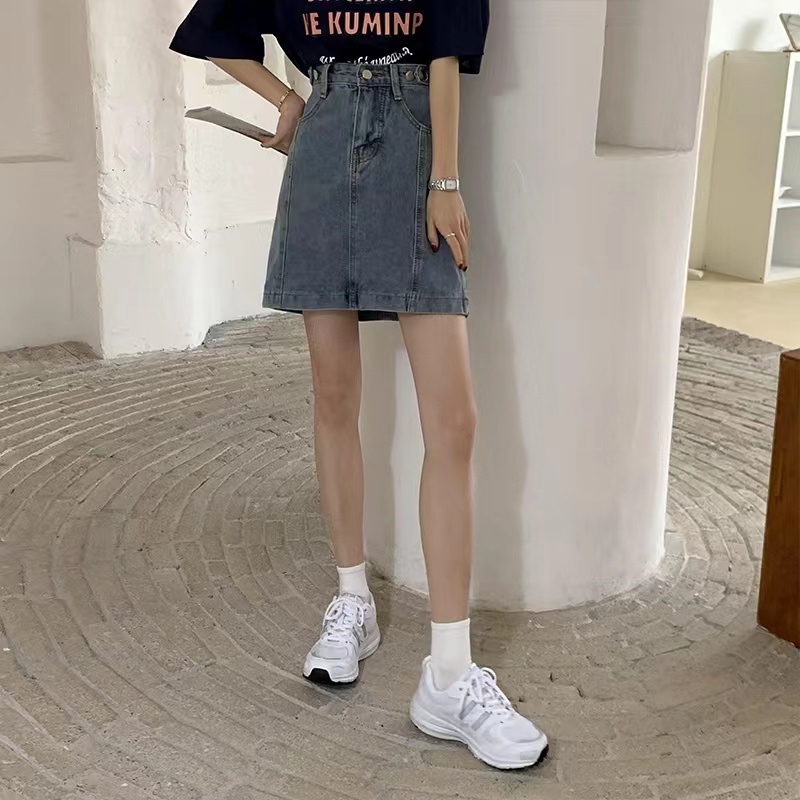 【wanita.id】rok jeans pendek korean style 3 4 highwaist rok mini skirt rok a line fashion wanita