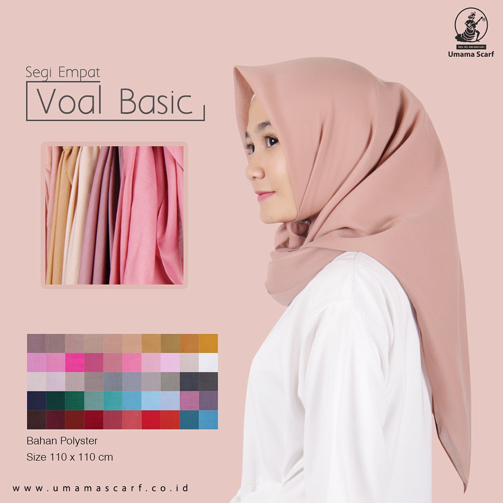 Jilbab Segiempat VOAL BASIC POLOS Scarf By Umama Hijab Segi Empat