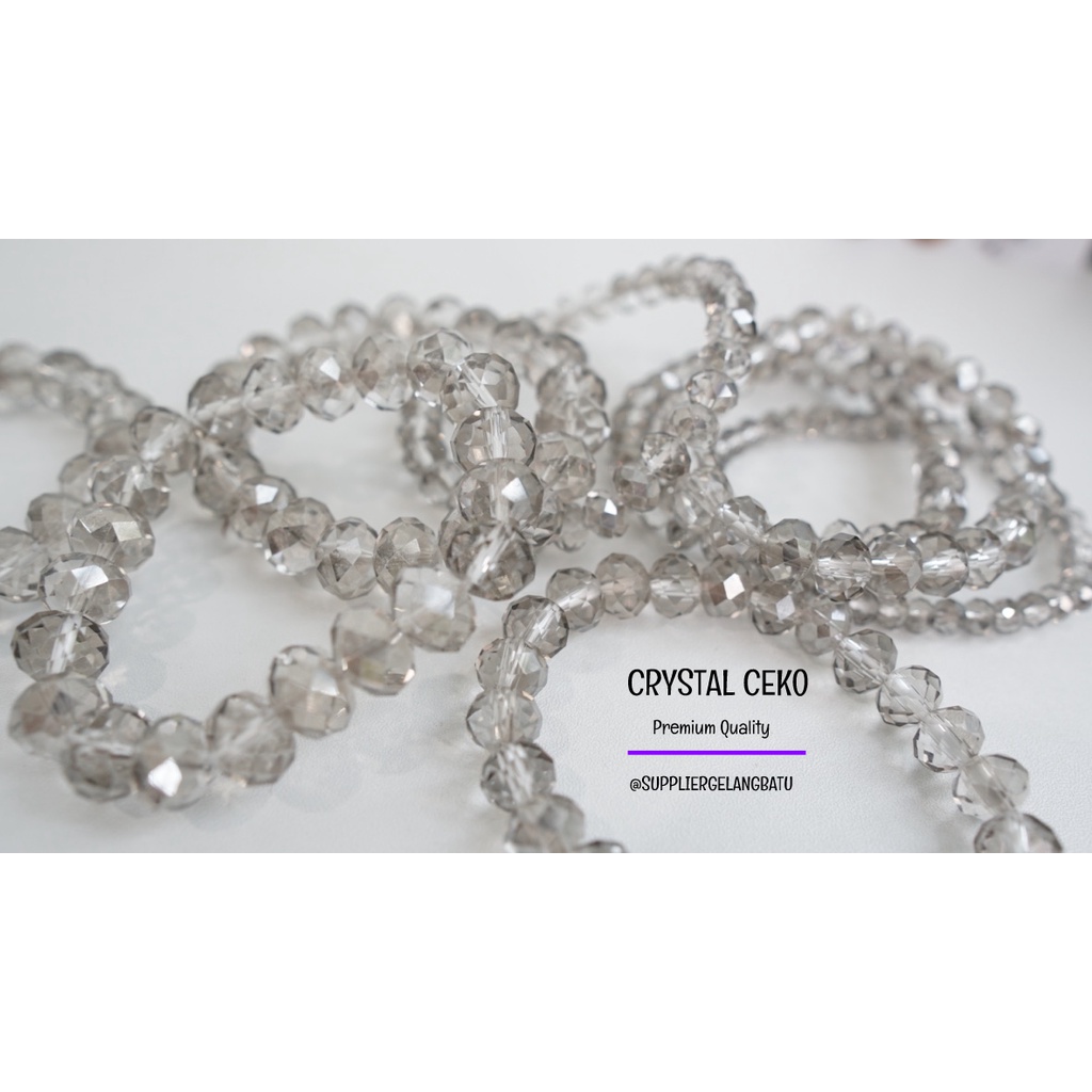 gelang kristal ceko SMOKY QUARTZ premium aksesoris tangan kuarsa abu