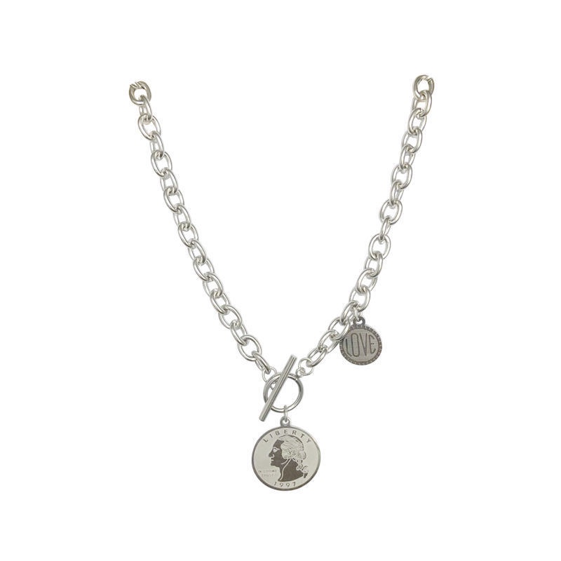 Kalung Rantai titanium steel 2021 Liontin Kepala Bulat Gaya Hip hop Untuk Pasangan / Pria / Wanita