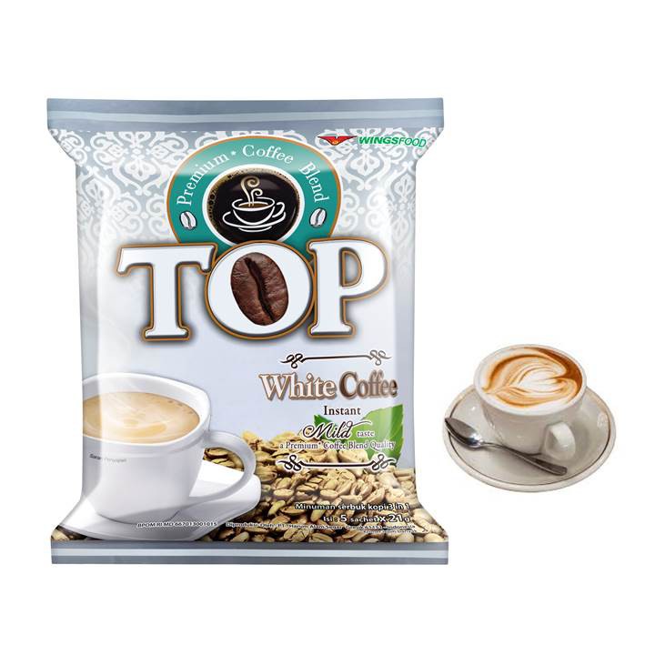 [ 1 RENCENG 12 Saset ]Top White Coffee Renteng 12 Sachet Kopi Bubuk Instant 21 gr Top Kopi Minuman Instan 21 gram Wings Food