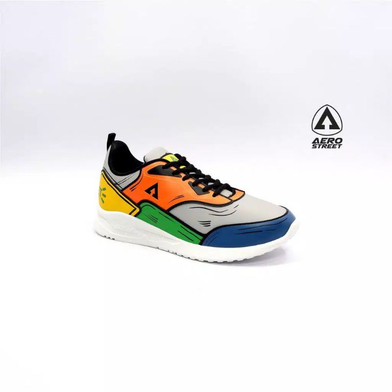 [LIMITED] Aerostreet No. 39 Tiger 2D Hijau Orange - Sepatu Sneakers Casual Sport Sekolah Pria Wanita