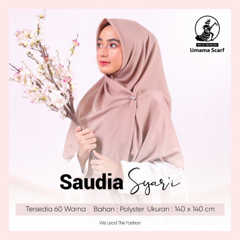 KERUDUNG HIJAB JILBAB SEGI EMPAT POLOS JUMBO SAUDIA SYAR'I UMAMA SERI (GRATIS BROS CANTIK)