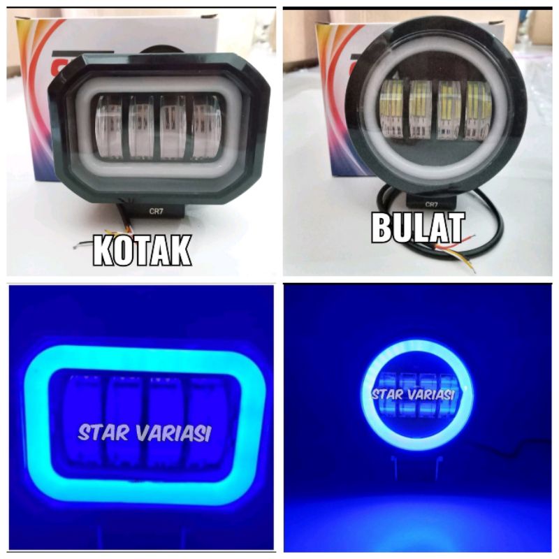 Lampu Tembak Sorot 4 Mata LED Lampu Tembak Daymaker 4 Mata - Kotak Bulat + Senja