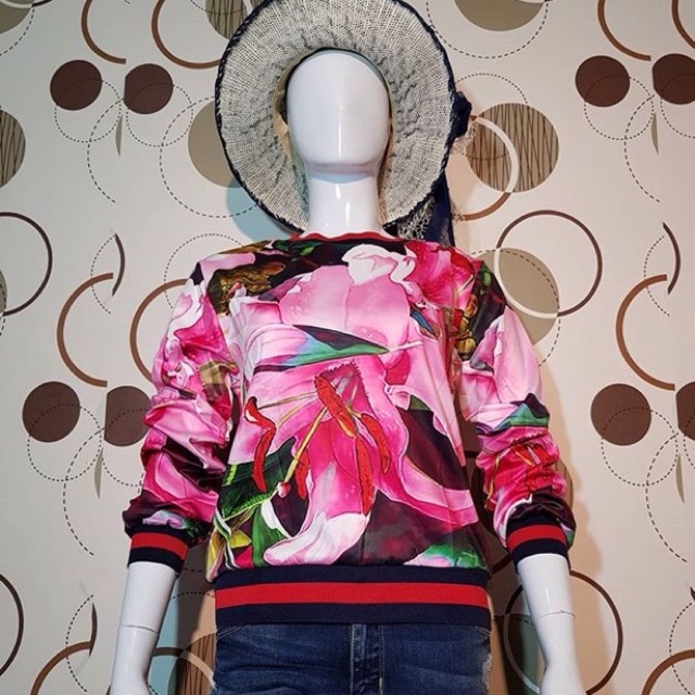 6192:BLUS GU*CCI FLOWERS/blouse/blouse wanita/blouse murah/sweatshirt/blouse import/blouse gu*cci