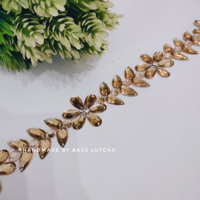 payet rangkai coksu pinggang kerah kaftan kebaya  43cm