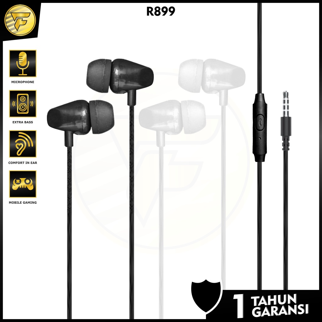 Earphone Realme 899 stereo bass music telfon headset mic