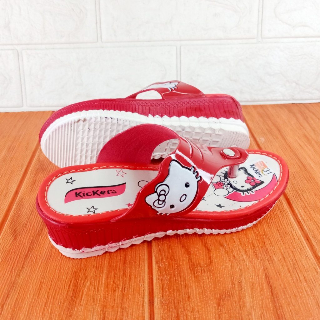 Sandal Jepit Anak Wedges NINNDY Hello Kitty Hak 4,5cm Size 26-35