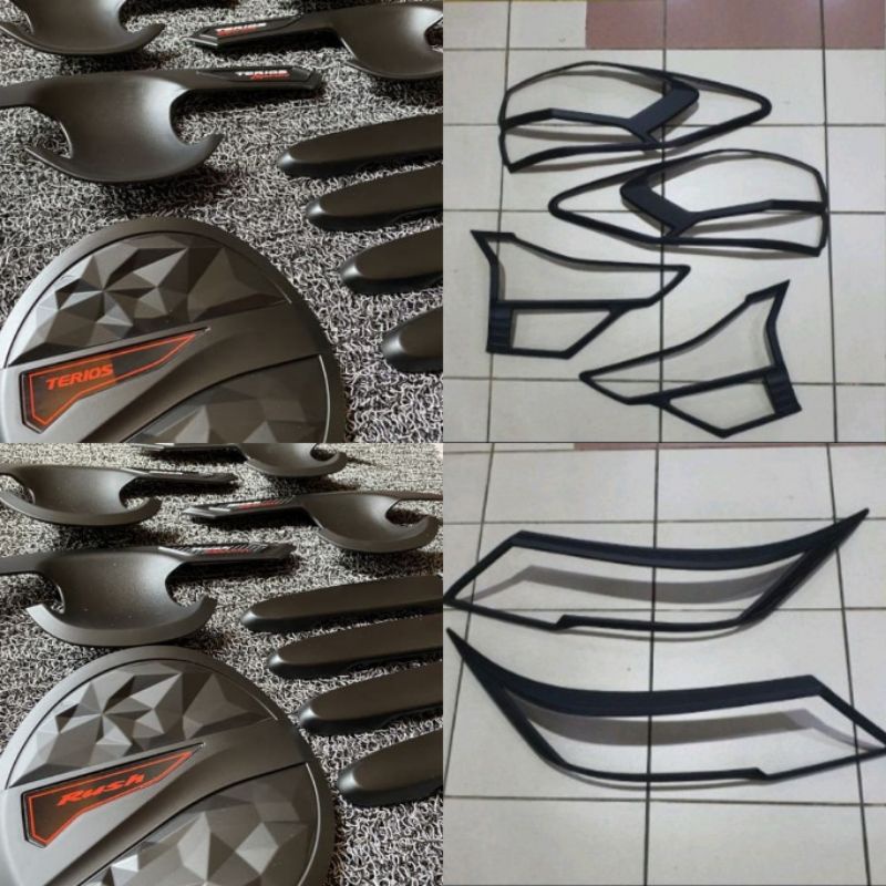 Paket garnish lampu+handle smartkey+outer+tank cover hitam doff All New Rush Terios