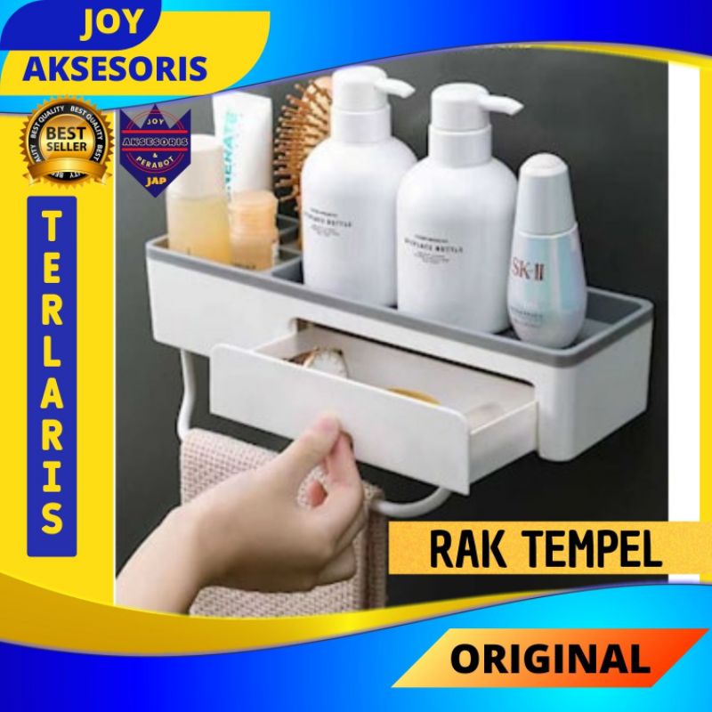 Rak kamar mandi tempat wadah penyimpanan botol sampo sabun batang cair sikat gigi gantungan handuk m