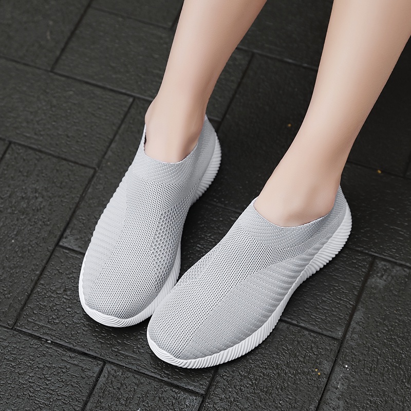 QINGSHUI Sepatu Kets Slip on Wanita Berkualitas Tinggi,Sepatu Wanita Model Terbaru,Bernapas Sepatu Lari Wanita Nyaman,Wanita Kaus Kaki Sepatu Datar Sepatu Wanita