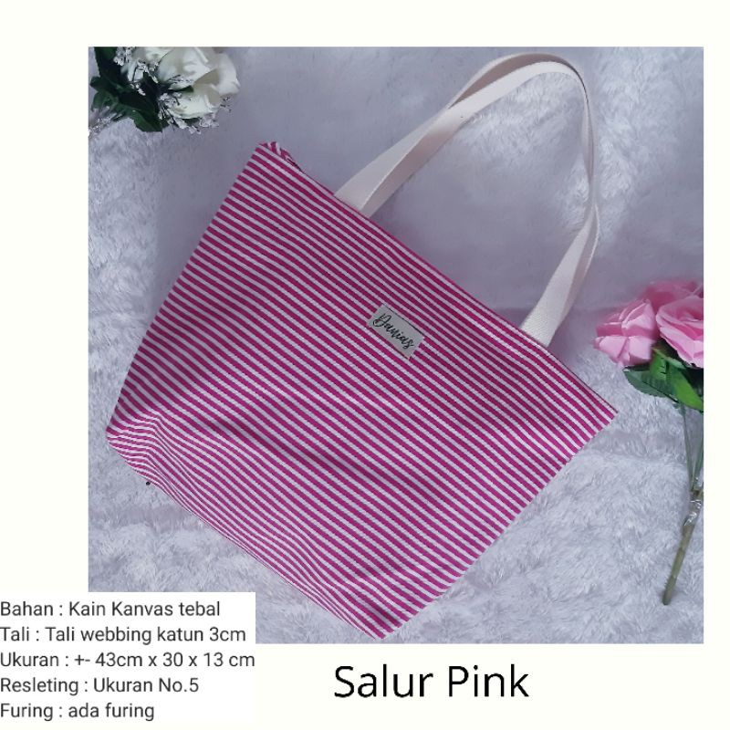 Tas kuliah wanita totebag kanvas motif tali webbing katun / tote bag tas belanja