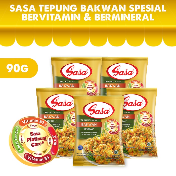 

pakai-siap-tepung-bumbu-tepung- sasa tepung bakwan spesial bervitamin & bermineral 90gr - 5pcs