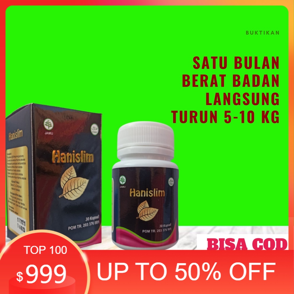 HANISLIM Obat Pelangsing Obat Diet Penurun Berat Badan Dewasa Penahan Nafsu Makan Pembakar Lemak pel