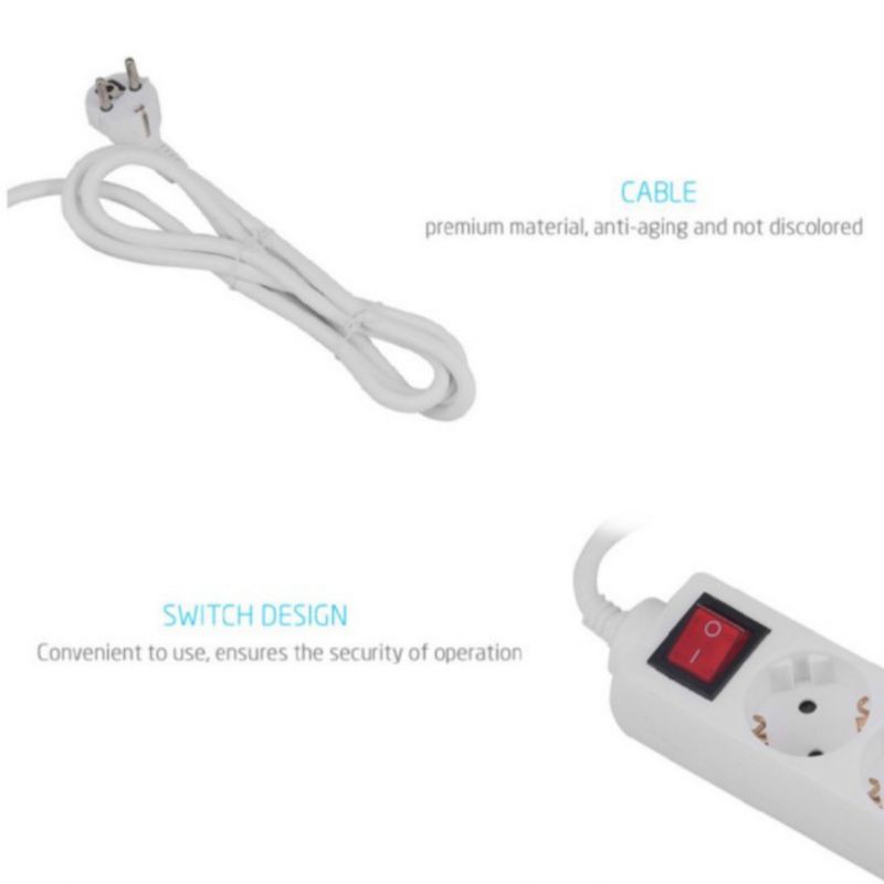 Stopkontak Arde Kabel 3L 4L 5L SNI Stop Kontak Colokan Listrik 220V 10A 3 4 Lubang 1.5m 3m 5m Power Outlet Cable Elektrik