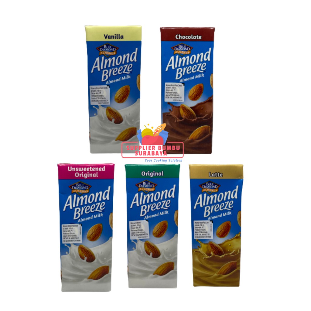 Blue Diamond Susu Almond Milk Breeze All Varian Original Vanilla Chocolate Latte Unsweetened 180ml