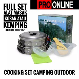 Satu Set Alat Masak Panci Kemping Gunung SY-200 Nesting 2 Person