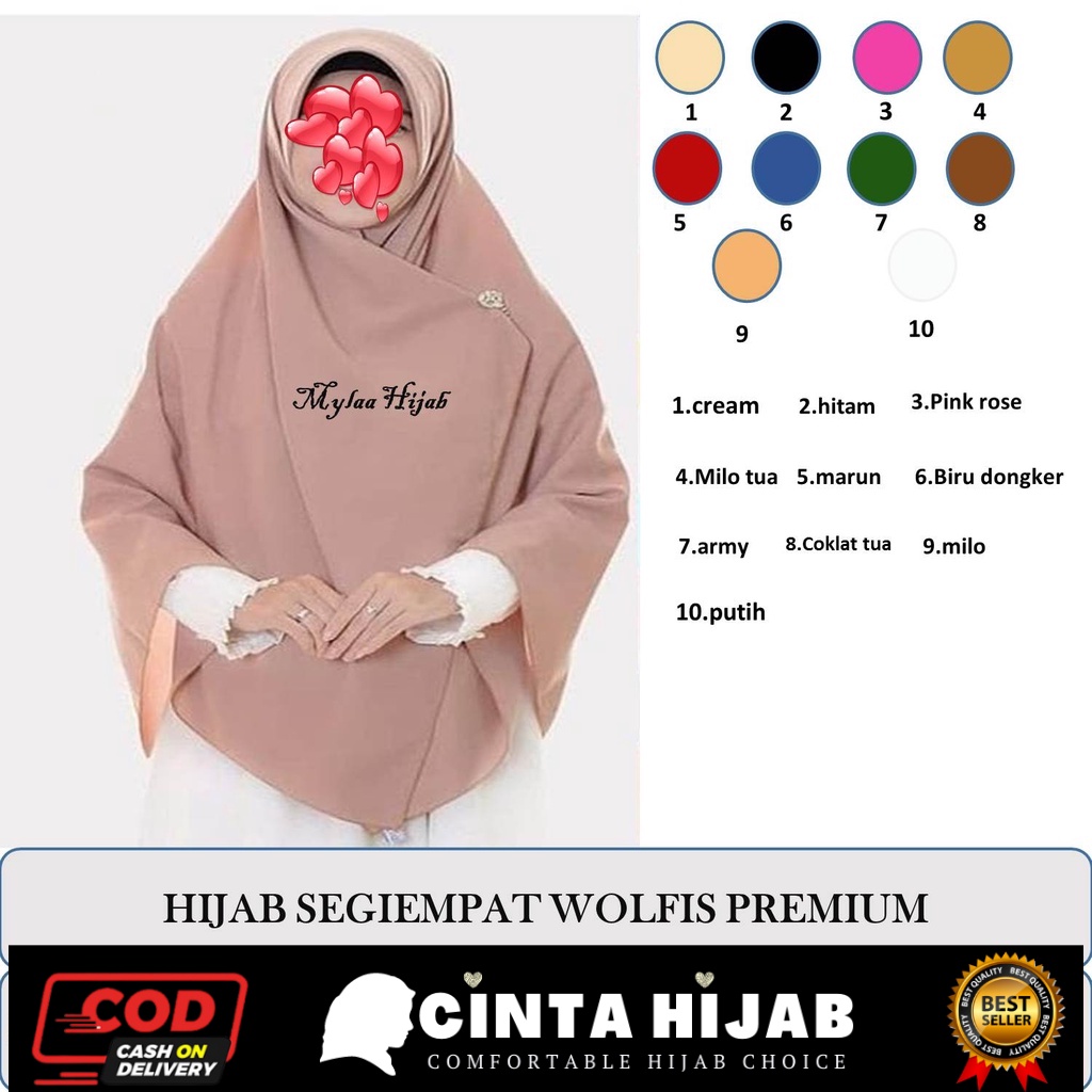 

JILBAB WOLFIS Wollpeach Premium Grade A SEGIEMPAT anak sekolah TERMURAH .