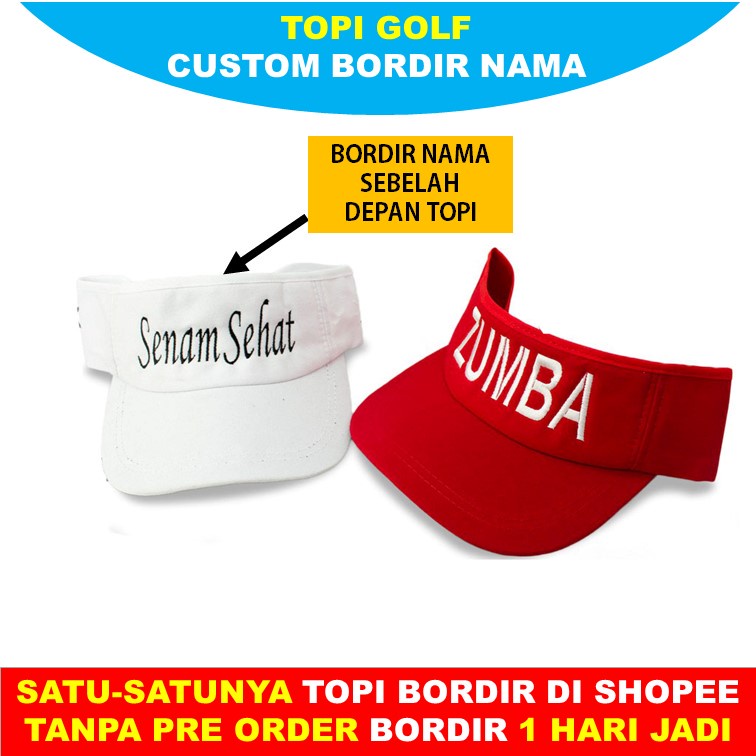 Topi Sport / topi golf zumba / topi tenis caddy Fitnes Senam Custom Bordir Nama