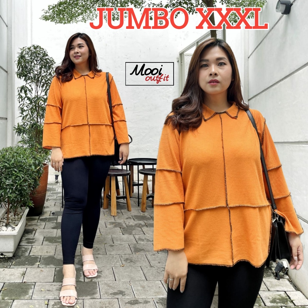 Blouse Wanita Kekinian / Kaos Rajut Knit Bahan Waffle / Blouse Jumbo Murah / Atasan Jumbo