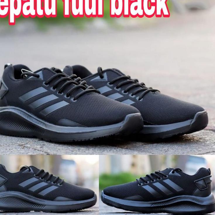 Banyak Dipakai.. Sepatu Pria Full Black /Sepatu Sport /Sepatu Sekolah/Sepatu olahraga