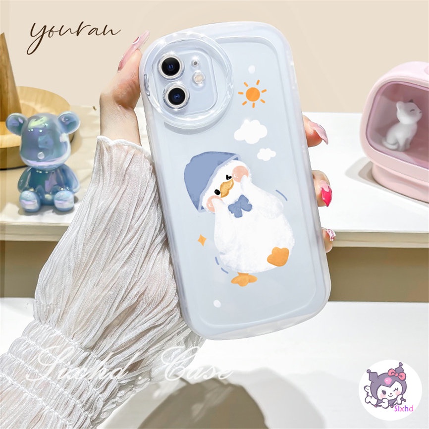 Redmi Note 12 12R 11 11s 10s 9s 8 12Pro 12C 12 10C 10 9C 9T A1 11A 10A 9A 9 A2 Xiaomi 11 Lite 12 Lite 12T 11TPro Mi Poco M3 X5 X3Pro NFC Cartoon Cute Duck Round Lens Phone Case Soft Shockproof Cover