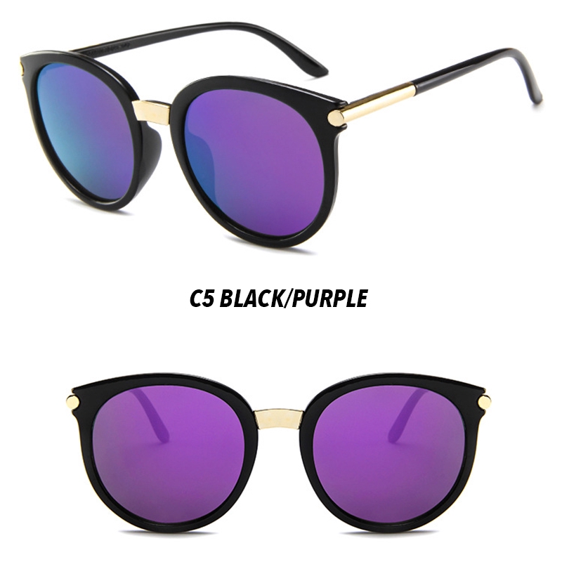 (YUZHU) Bayar di Tempat Korean Fashion Mata Kucing Wanita Kacamata Hitam Bulat Sunglasses