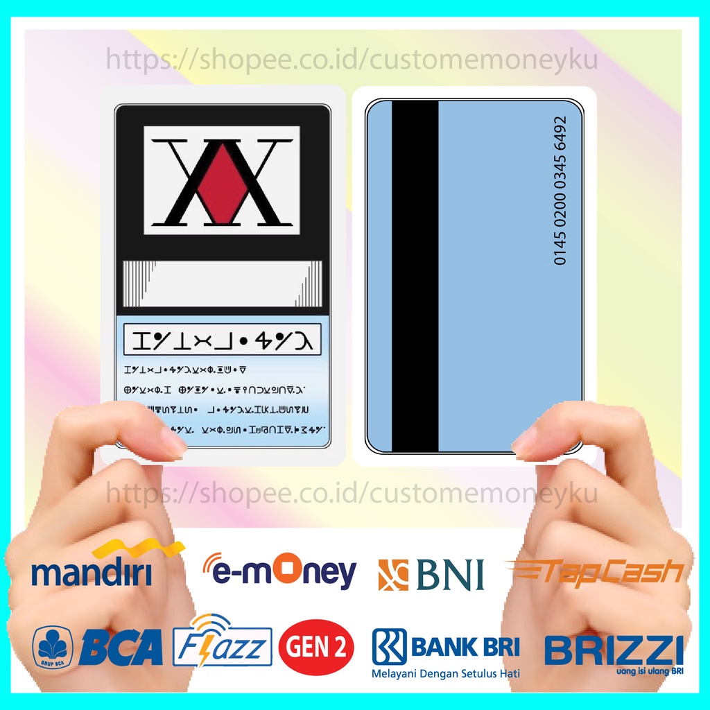 KARTU EMONEY ANIME HUNTER X HUNTER JEPANG ETOLL EMONEY MANDIRI FLAZZ BCA GEN 2 TAPCASH BRIZZI 2 SISI
