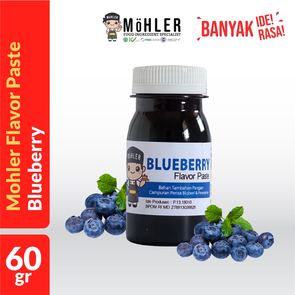 MOHLER Pasta perisa pewarna BLUEBERRY (KLIK KOMBO HEMAT UNTUK BELI 1 GRATIS 1)