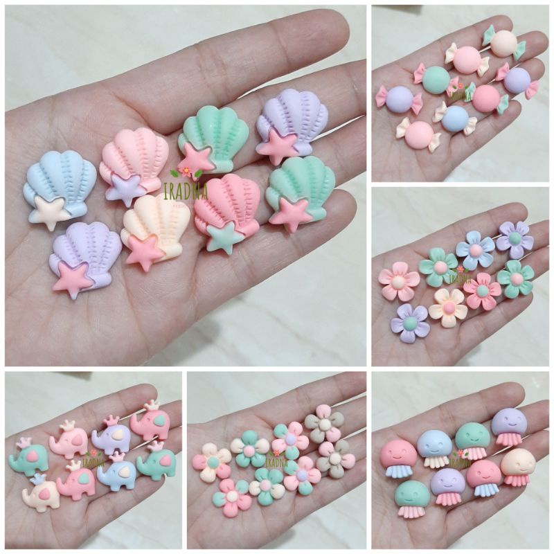 (10pcs) Mix Random Resin Clay Bentuk Lucu