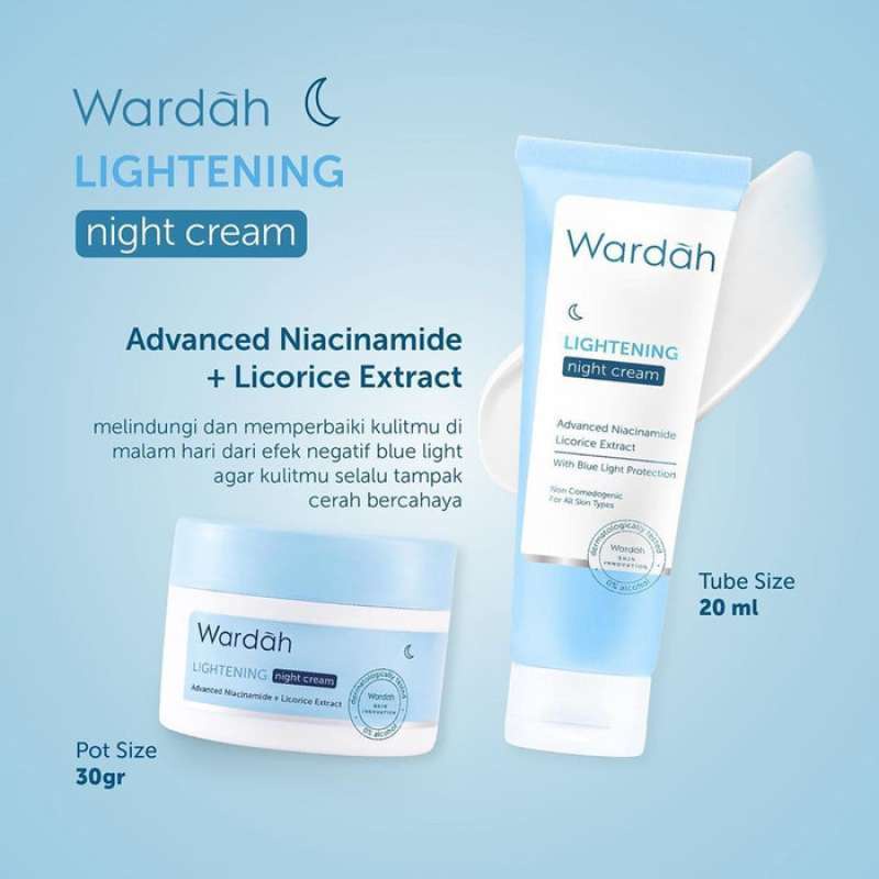 Wardah Lightening Night Cream Advanced Niacinamide 30gr | 20ml - Pelembab Wajah - Night Cream BY AILIN