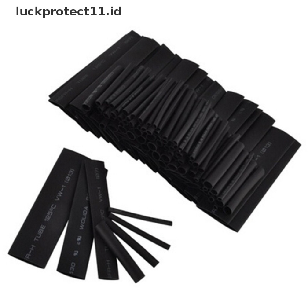 //HG&amp;ID// Fashion 127Pcs Black Glue Weatherproof Heat Shrink Sleeving Tubing Tube Assortment Kit .