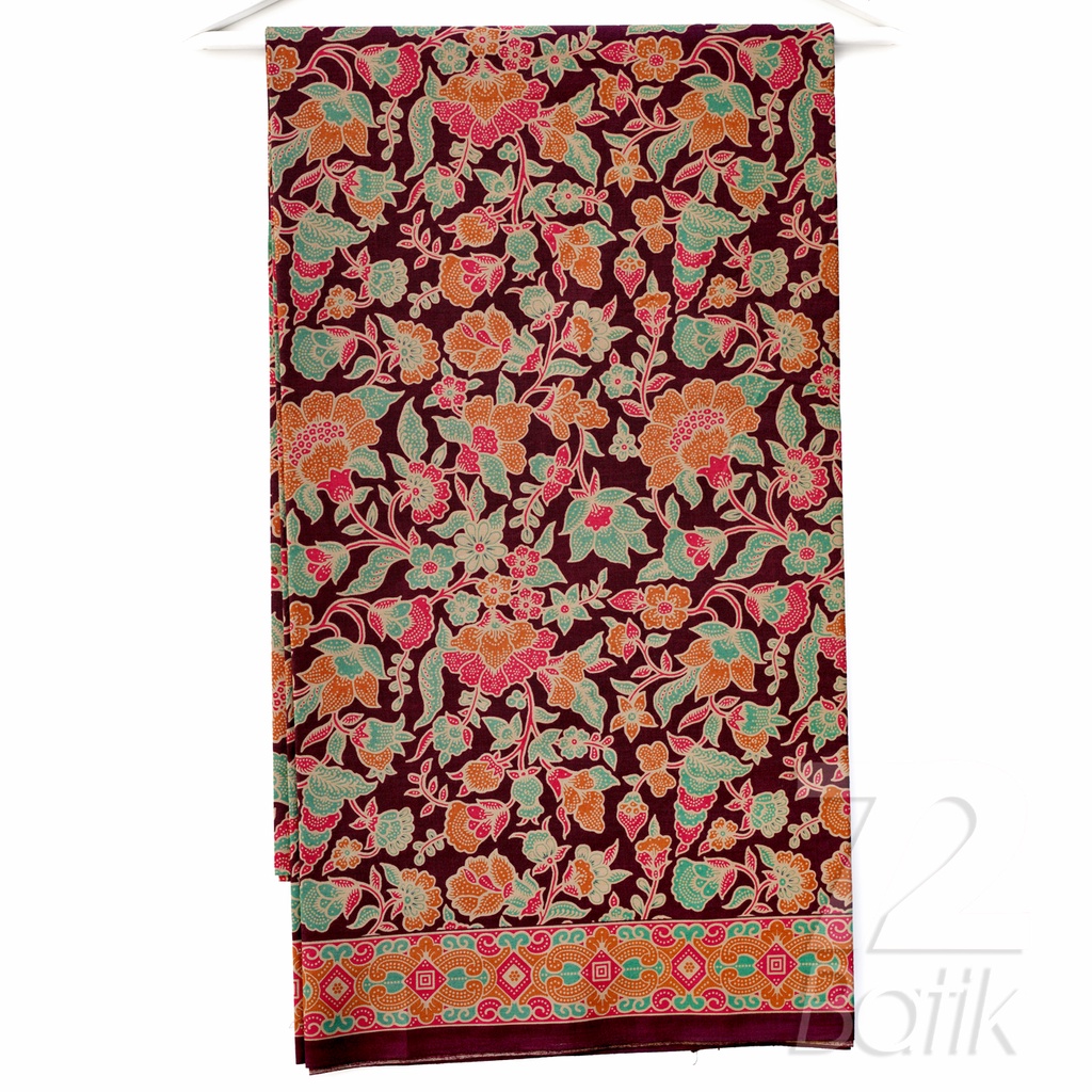 BAHAN BATIK PREMIUM Katun Motif Kembang Warna Coklat Tua Orange Hijau Merah 724150 Cap 72 Jarik Jarit Samping Kebat Panjang Batik Katun Modern Premium Bahan Seragam Batik Pernikahan Kantor Keluarga Murah Kamen Jadi Batik Bali Lembaran