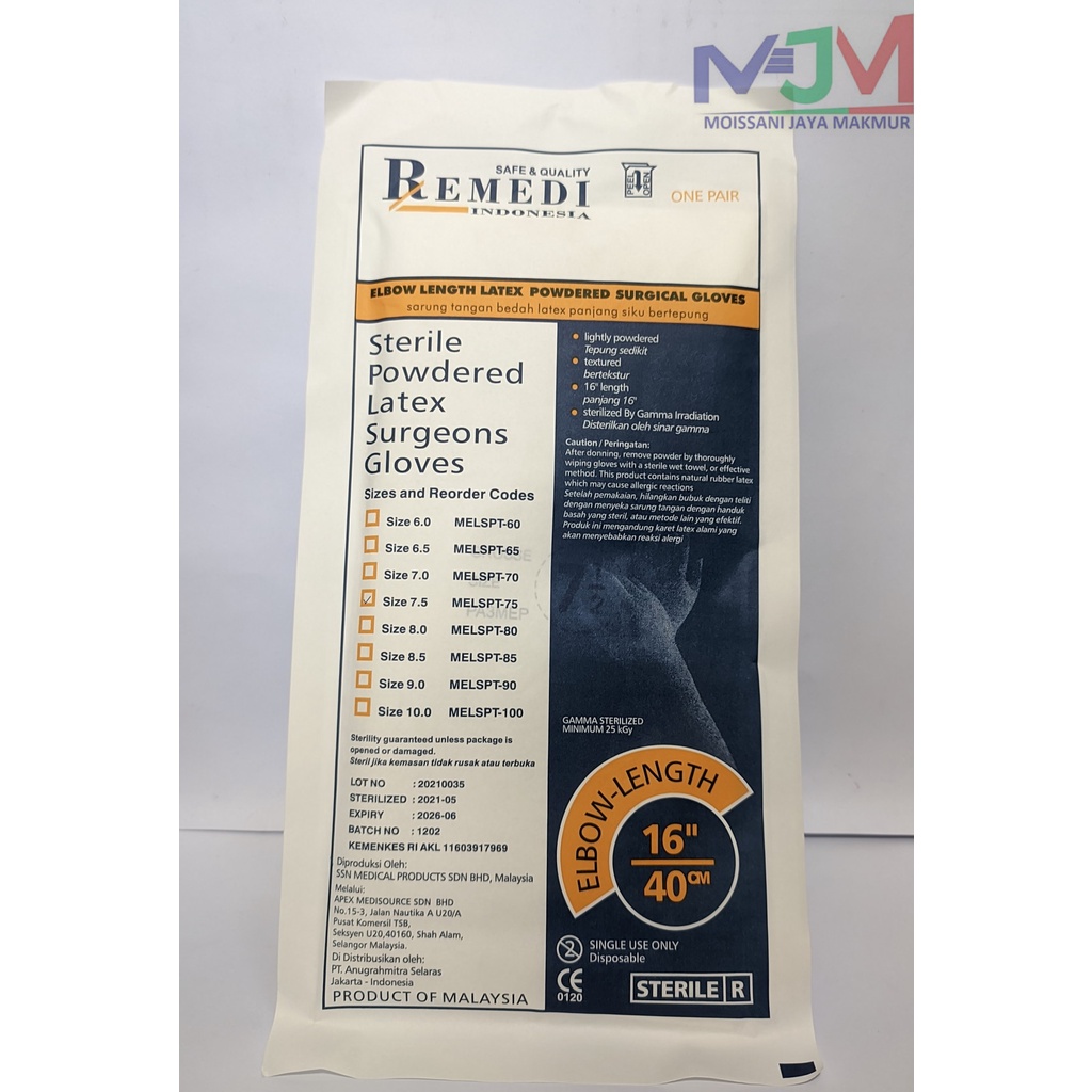 Remedi Sarung Tangan Obgyn / Sarung Tangan Gynecology Steril Panjang 40cm PER PASANG
