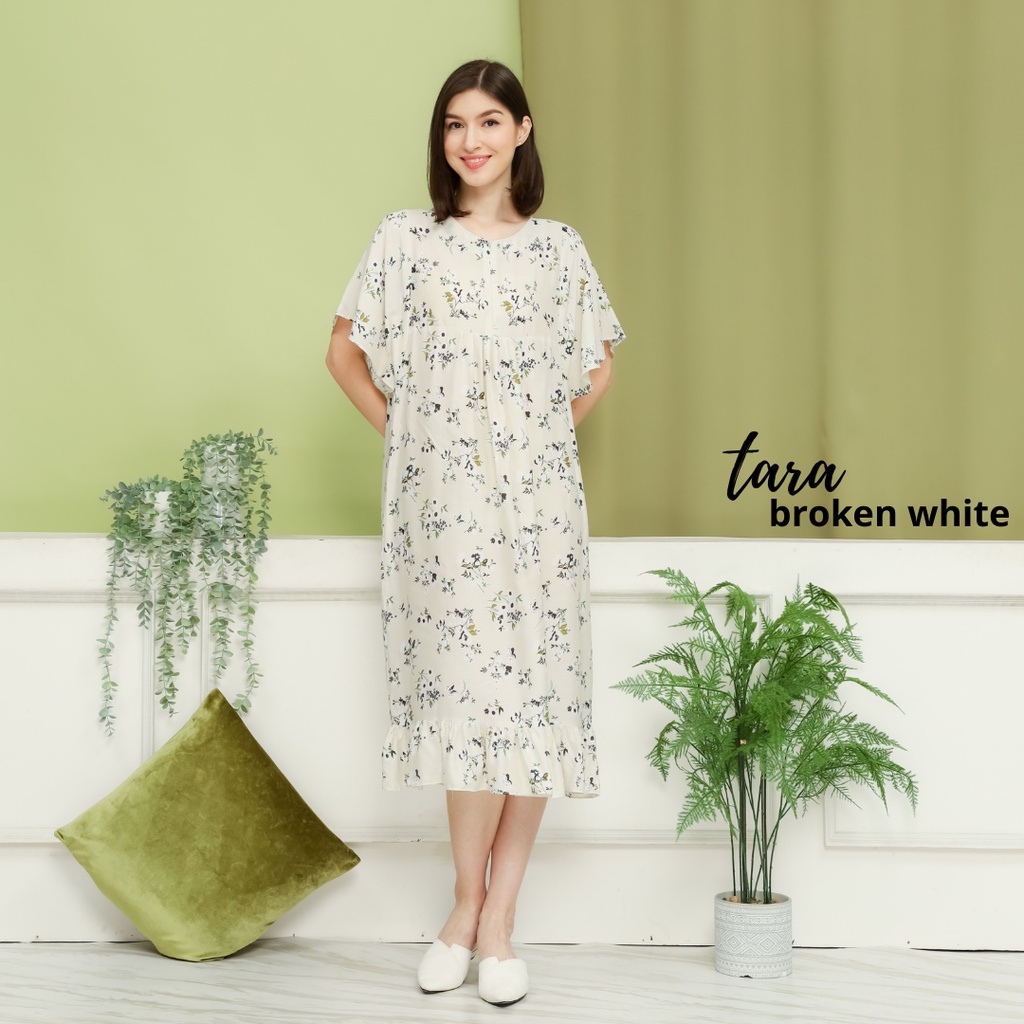 Daster katun etnik Tara / daster viral masa kini kekinian ruffle premium midi home dress korea