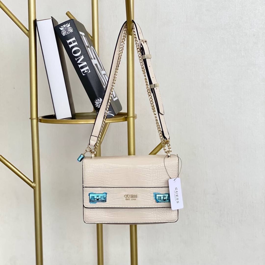 GB260 Guess Croco Effect Chain Sling Bag