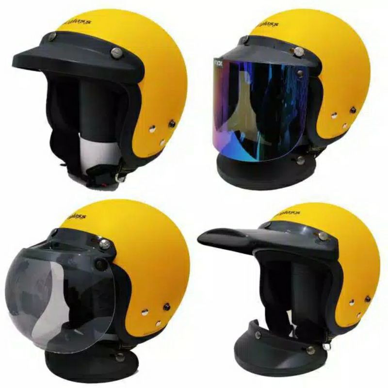 Helm Bogo Cargloss Original Kuning Doff kaca Flat Visor