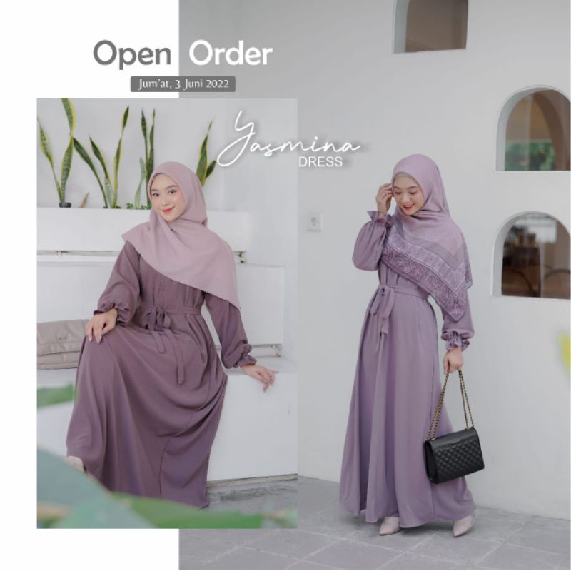 Yasmina Dress by Zayena Indonesia, Gamis dewasa busui friendly, gamis polos simple
