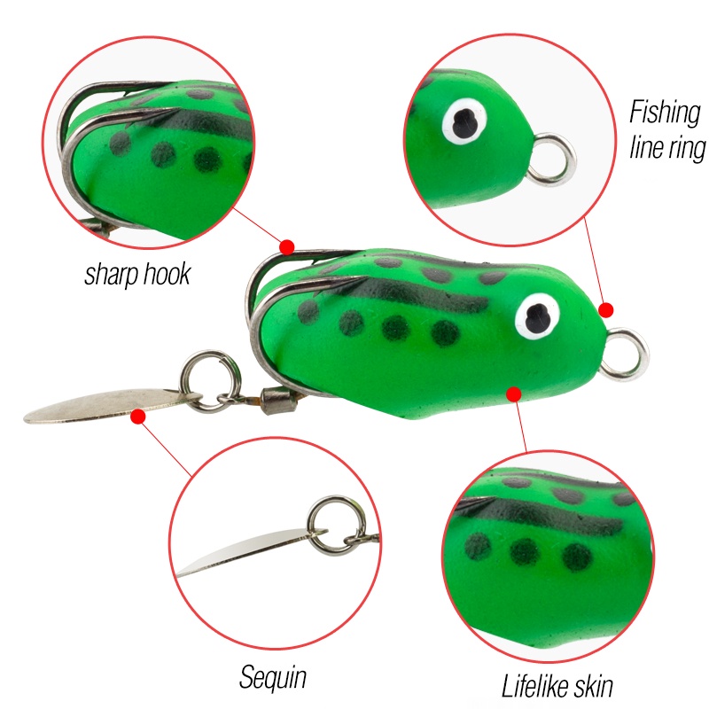 1 Pc Umpan Pancing Soft Bait Bentuk Katak Ukuran 3cm / 3.2g Dengan 8 Warna