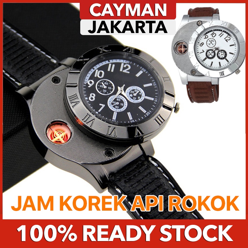 Jam Tangan Anti Air Dari JAKARTA Bisa COD Cayman Pemantik Api Sport USB Lighter Men es 2in1 Korek Ap
