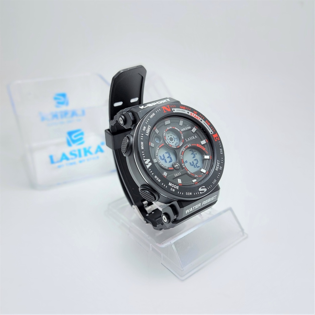 [NEW SALE] Jam Tangan Digital Pria Casual Sporty Dewasa Anti air Jam Tangan Bulat Diameter 4,7 cm Lasika 633
